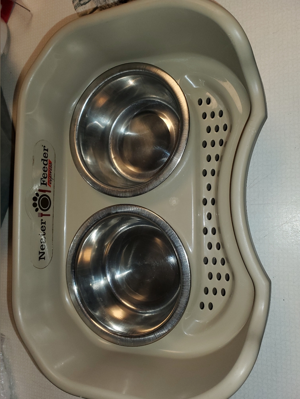 Neater Feeder Double Stainless Steel Bowl Pet Feeder, Small - Cream